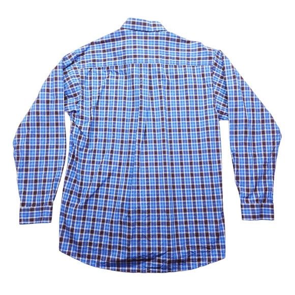 CINCH Shirt Mens Large Blue Button Down Windowpane Plaid Long Sleeve Cotton - Picture 6 of 6